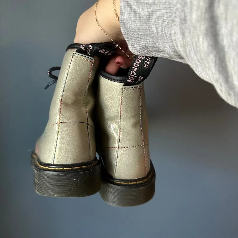 Doc Martens glittery grey‎ boots
